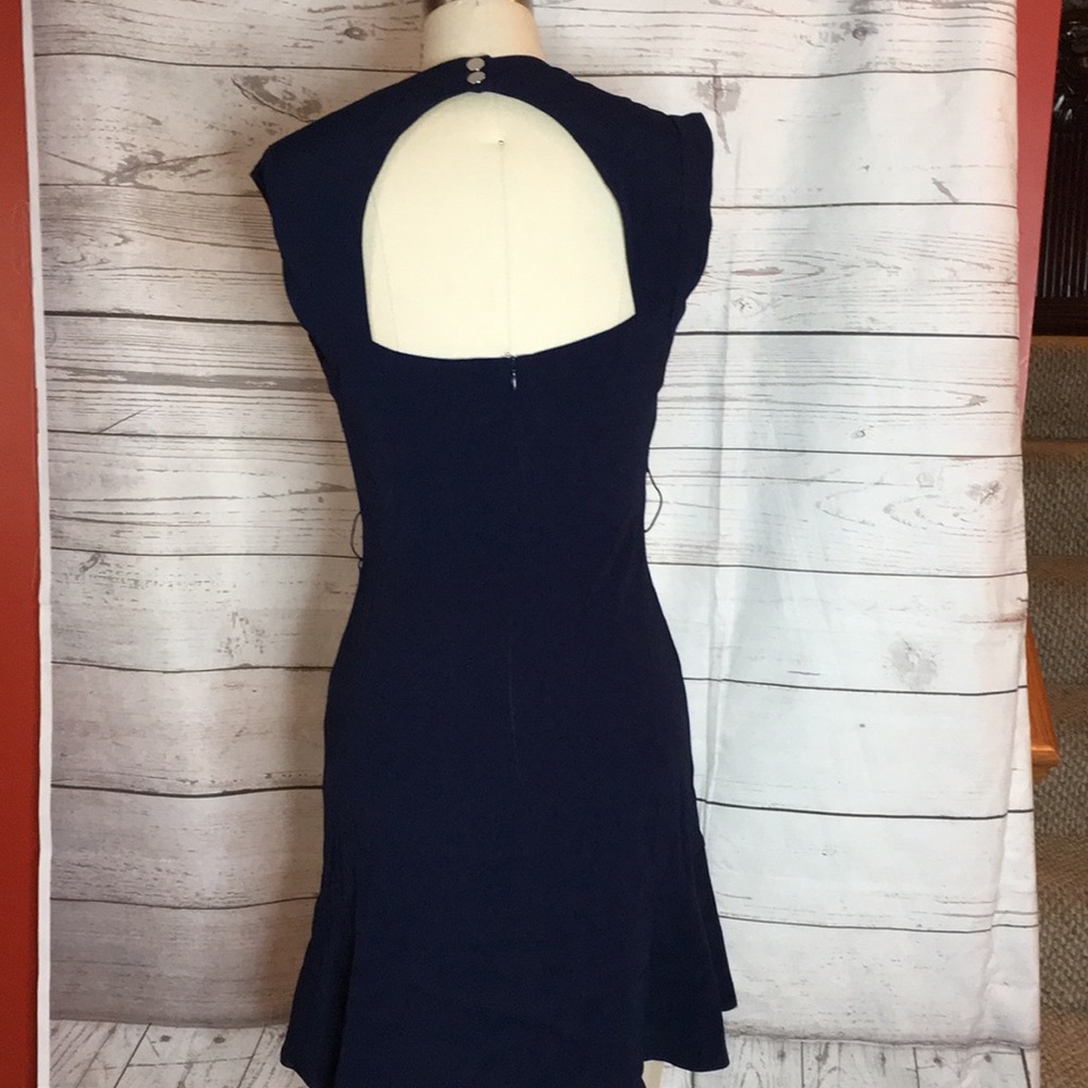 SANDRO NAVY STRUCTURED Knit OPEN BACK DRESS EUC